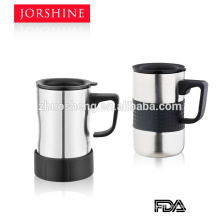 plastic handle stainless steel color coffee beer mug with lid KB020A-300